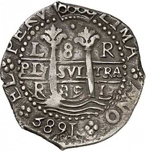 8 Reales Obverse Image minted in SPAIN in 1685R (1665-00  -  CARLOS II)  - The Coin Database