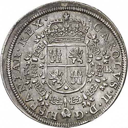 8 Reales Obverse Image minted in SPAIN in 1687BR (1665-00  -  CARLOS II)  - The Coin Database