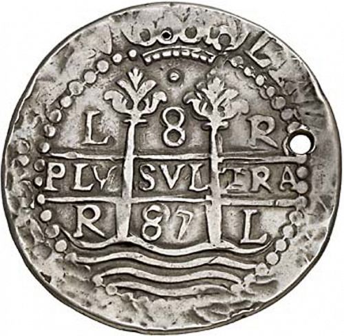 8 Reales Obverse Image minted in SPAIN in 1687R (1665-00  -  CARLOS II)  - The Coin Database