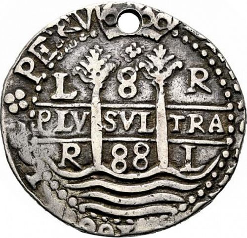 8 Reales Obverse Image minted in SPAIN in 1688R (1665-00  -  CARLOS II)  - The Coin Database