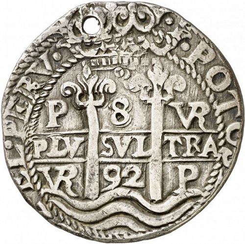8 Reales Obverse Image minted in SPAIN in 1692VR (1665-00  -  CARLOS II)  - The Coin Database