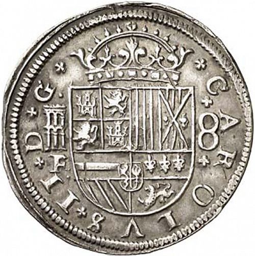 8 Reales Obverse Image minted in SPAIN in 1697F (1665-00  -  CARLOS II)  - The Coin Database