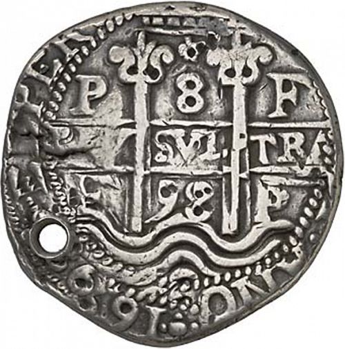 8 Reales Obverse Image minted in SPAIN in 1698F (1665-00  -  CARLOS II)  - The Coin Database