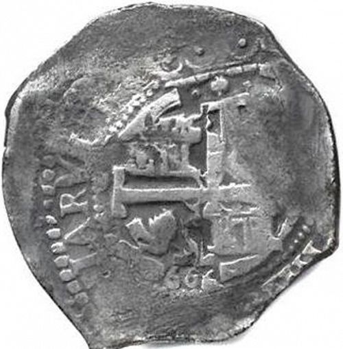 8 Reales Reverse Image minted in SPAIN in 1666E (1665-00  -  CARLOS II)  - The Coin Database