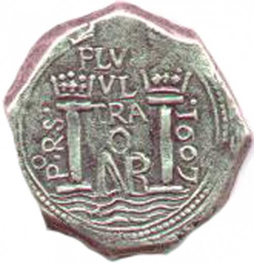 8 Reales Reverse Image minted in SPAIN in 1667PºRS (1665-00  -  CARLOS II)  - The Coin Database