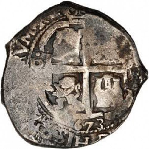 8 Reales Reverse Image minted in SPAIN in 1673E (1665-00  -  CARLOS II)  - The Coin Database
