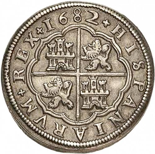 8 Reales Reverse Image minted in SPAIN in 1682M (1665-00  -  CARLOS II)  - The Coin Database