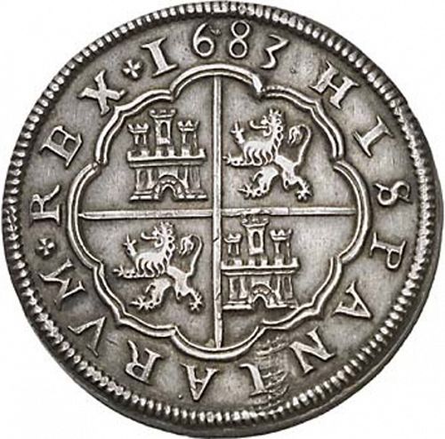 8 Reales Reverse Image minted in SPAIN in 1683BR (1665-00  -  CARLOS II)  - The Coin Database
