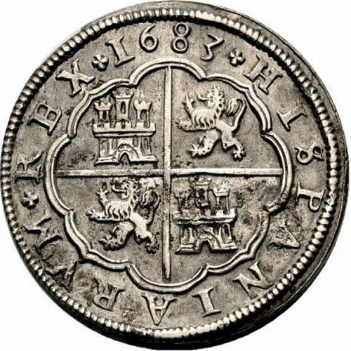 8 Reales Reverse Image minted in SPAIN in 1683BR (1665-00  -  CARLOS II)  - The Coin Database