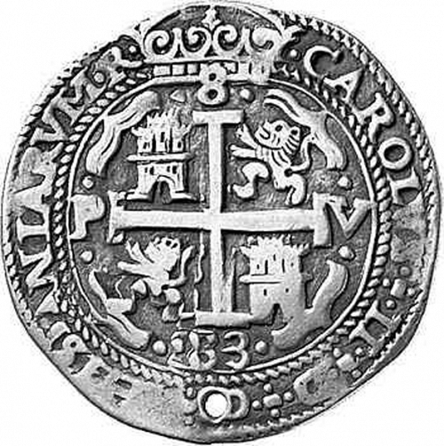 8 Reales Reverse Image minted in SPAIN in 1683V (1665-00  -  CARLOS II)  - The Coin Database
