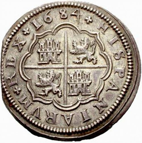 8 Reales Reverse Image minted in SPAIN in 1684BR (1665-00  -  CARLOS II)  - The Coin Database