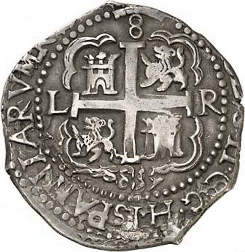 8 Reales Reverse Image minted in SPAIN in 1685R (1665-00  -  CARLOS II)  - The Coin Database