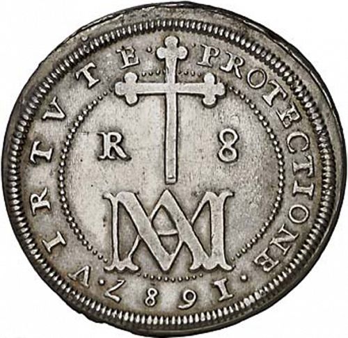 8 Reales Reverse Image minted in SPAIN in 1687BR (1665-00  -  CARLOS II)  - The Coin Database
