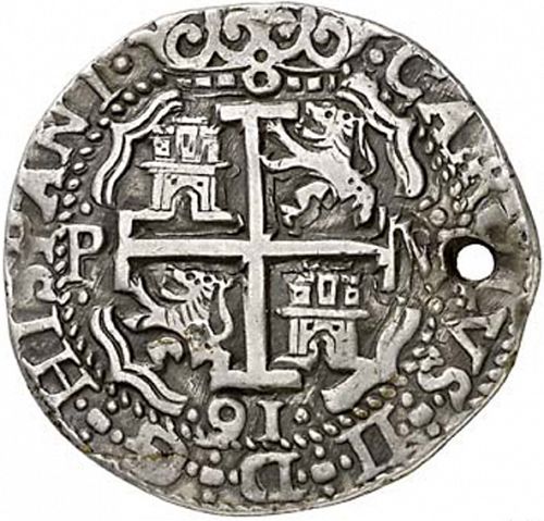 8 Reales Reverse Image minted in SPAIN in 1691VR (1665-00  -  CARLOS II)  - The Coin Database