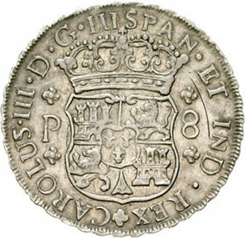 8 Reales Obverse Image minted in SPAIN in 1760P (1759-88  -  CARLOS III)  - The Coin Database
