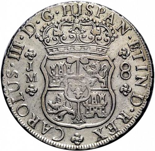8 Reales Obverse Image minted in SPAIN in 1766JM (1759-88  -  CARLOS III)  - The Coin Database