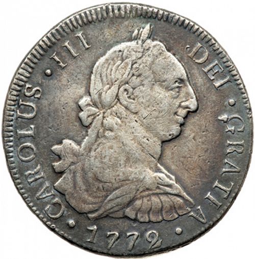 8 Reales Obverse Image minted in SPAIN in 1772P (1759-88  -  CARLOS III)  - The Coin Database