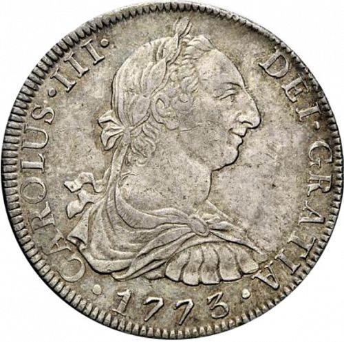8 Reales Obverse Image minted in SPAIN in 1773FM (1759-88  -  CARLOS III)  - The Coin Database