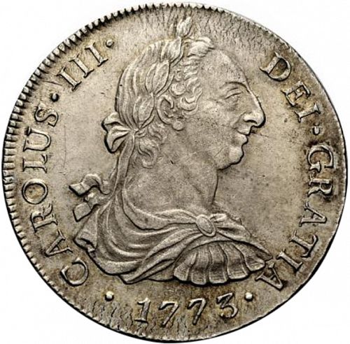 8 Reales Obverse Image minted in SPAIN in 1773JM (1759-88  -  CARLOS III)  - The Coin Database
