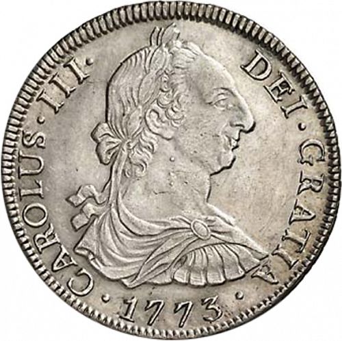 8 Reales Obverse Image minted in SPAIN in 1773JR (1759-88  -  CARLOS III)  - The Coin Database