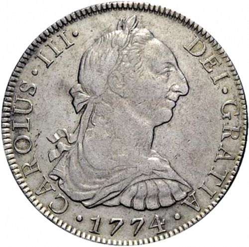 8 Reales Obverse Image minted in SPAIN in 1774FM (1759-88  -  CARLOS III)  - The Coin Database