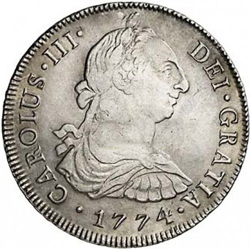 8 Reales Obverse Image minted in SPAIN in 1774MJ (1759-88  -  CARLOS III)  - The Coin Database