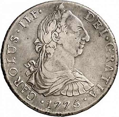 8 Reales Obverse Image minted in SPAIN in 1775DA (1759-88  -  CARLOS III)  - The Coin Database