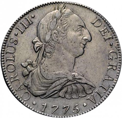8 Reales Obverse Image minted in SPAIN in 1775FM (1759-88  -  CARLOS III)  - The Coin Database