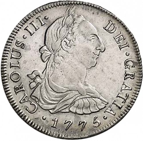 8 Reales Obverse Image minted in SPAIN in 1775MJ (1759-88  -  CARLOS III)  - The Coin Database