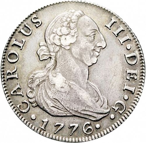 8 Reales Obverse Image minted in SPAIN in 1776CF (1759-88  -  CARLOS III)  - The Coin Database