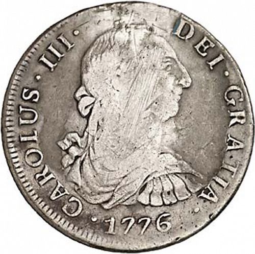 8 Reales Obverse Image minted in SPAIN in 1776DA (1759-88  -  CARLOS III)  - The Coin Database