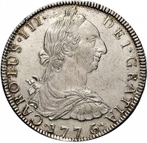 8 Reales Obverse Image minted in SPAIN in 1776JR (1759-88  -  CARLOS III)  - The Coin Database