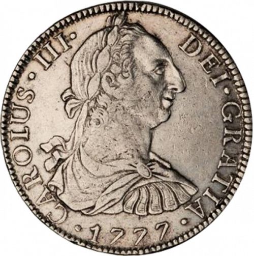 8 Reales Obverse Image minted in SPAIN in 1777FF (1759-88  -  CARLOS III)  - The Coin Database
