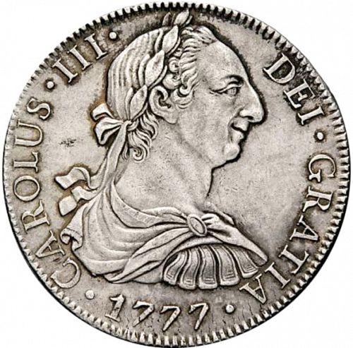 8 Reales Obverse Image minted in SPAIN in 1777FM (1759-88  -  CARLOS III)  - The Coin Database