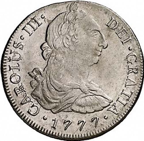 8 Reales Obverse Image minted in SPAIN in 1777MJ (1759-88  -  CARLOS III)  - The Coin Database