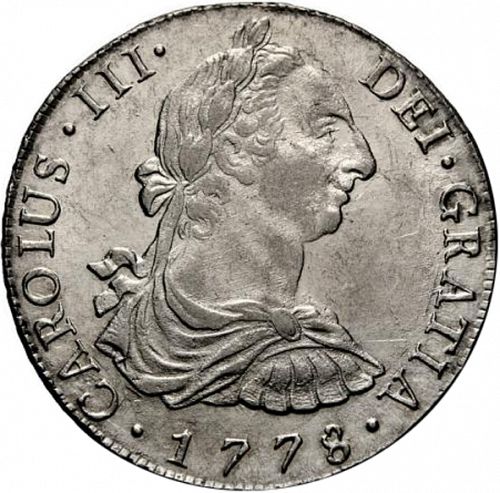 8 Reales Obverse Image minted in SPAIN in 1778MJ (1759-88  -  CARLOS III)  - The Coin Database
