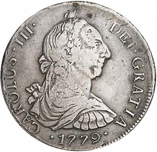8 Reales Obverse Image minted in SPAIN in 1779DA (1759-88  -  CARLOS III)  - The Coin Database