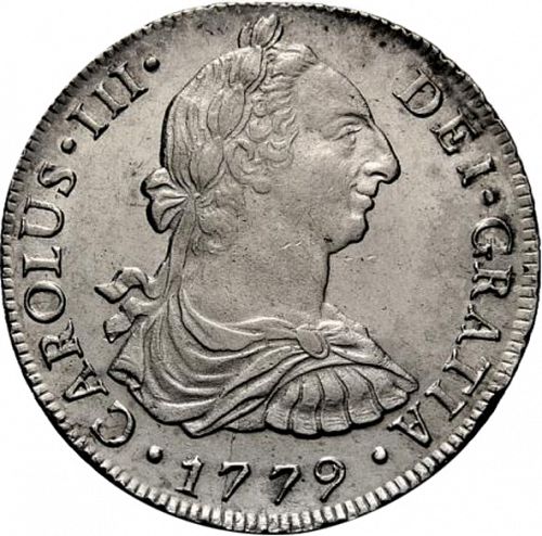 8 Reales Obverse Image minted in SPAIN in 1779MJ (1759-88  -  CARLOS III)  - The Coin Database