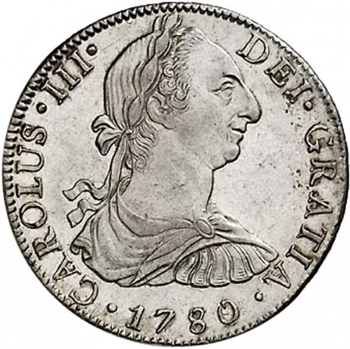 8 Reales Obverse Image minted in SPAIN in 1780FF (1759-88  -  CARLOS III)  - The Coin Database