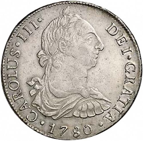 8 Reales Obverse Image minted in SPAIN in 1780MJ (1759-88  -  CARLOS III)  - The Coin Database