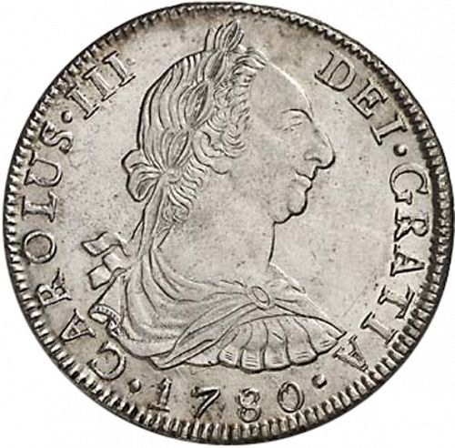 8 Reales Obverse Image minted in SPAIN in 1780PR (1759-88  -  CARLOS III)  - The Coin Database