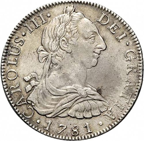 8 Reales Obverse Image minted in SPAIN in 1781FF (1759-88  -  CARLOS III)  - The Coin Database