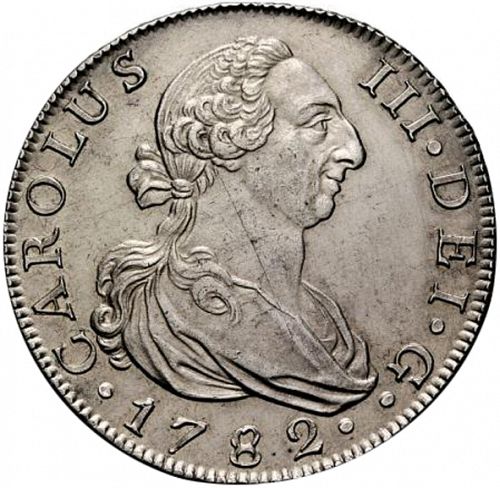 8 Reales Obverse Image minted in SPAIN in 1782PJ (1759-88  -  CARLOS III)  - The Coin Database