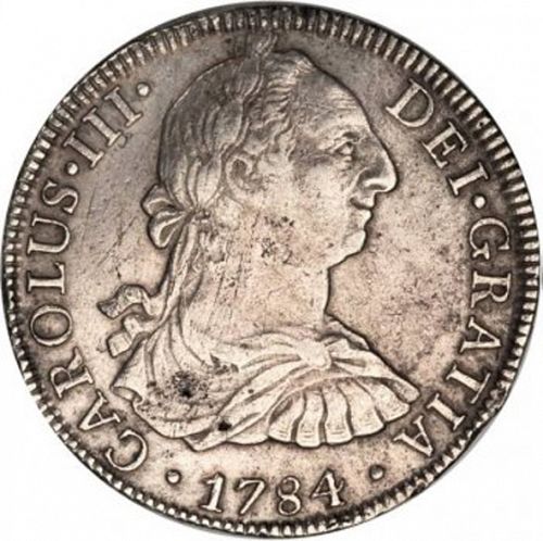 8 Reales Obverse Image minted in SPAIN in 1784FF (1759-88  -  CARLOS III)  - The Coin Database