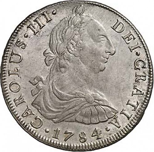 8 Reales Obverse Image minted in SPAIN in 1784MI (1759-88  -  CARLOS III)  - The Coin Database