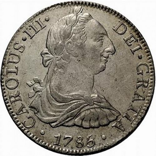8 Reales Obverse Image minted in SPAIN in 1785FM (1759-88  -  CARLOS III)  - The Coin Database