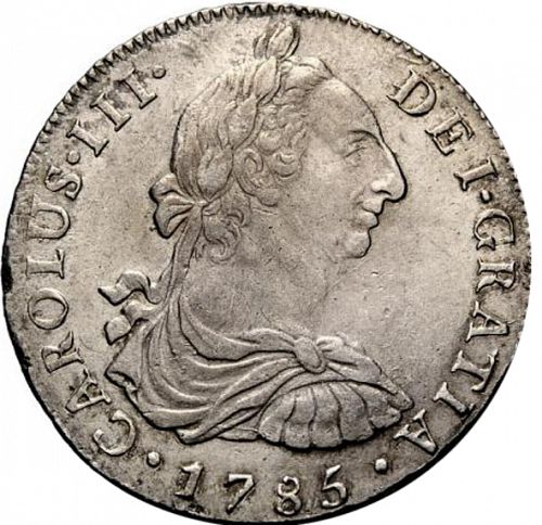 8 Reales Obverse Image minted in SPAIN in 1785MI (1759-88  -  CARLOS III)  - The Coin Database
