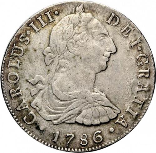 8 Reales Obverse Image minted in SPAIN in 1786MI (1759-88  -  CARLOS III)  - The Coin Database