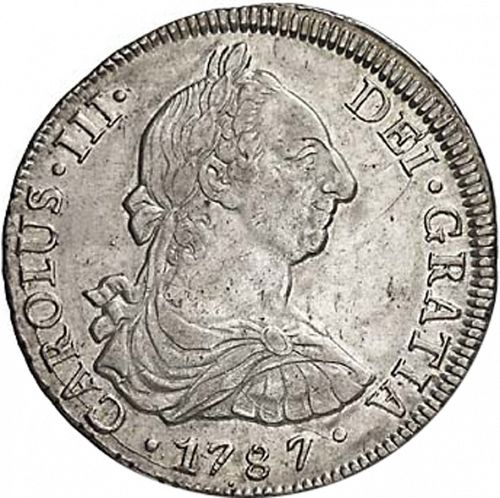8 Reales Obverse Image minted in SPAIN in 1787DA (1759-88  -  CARLOS III)  - The Coin Database