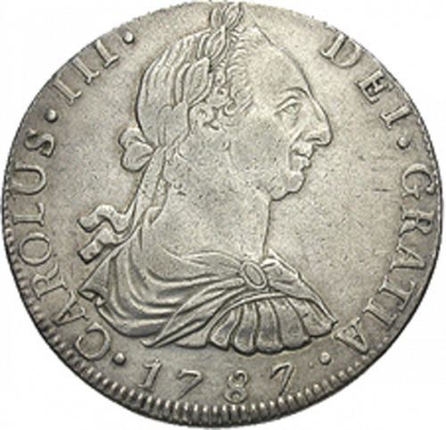 8 Reales Obverse Image minted in SPAIN in 1787M (1759-88  -  CARLOS III)  - The Coin Database
